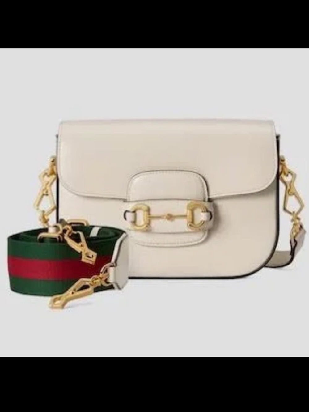 NWOT $3550 Gucci Cream Leather Horsebit 1955 Crossbody Shoulder Handbag 2 Straps
